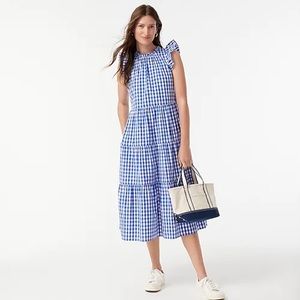 brand new J.CREW blue gingham midi dress
